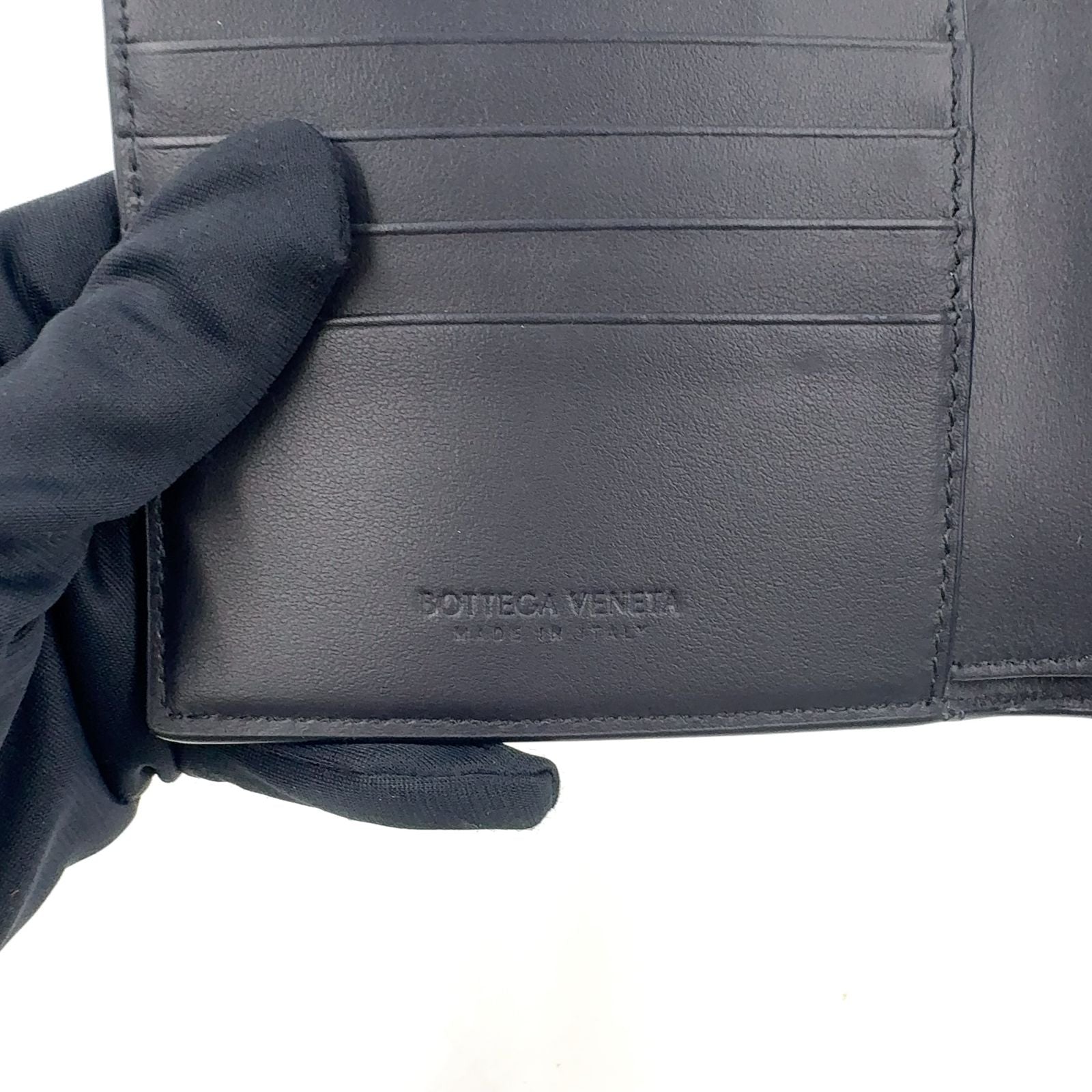 Bottega Veneta Intrecciato Bifold Leather Navy Wallet — view 4