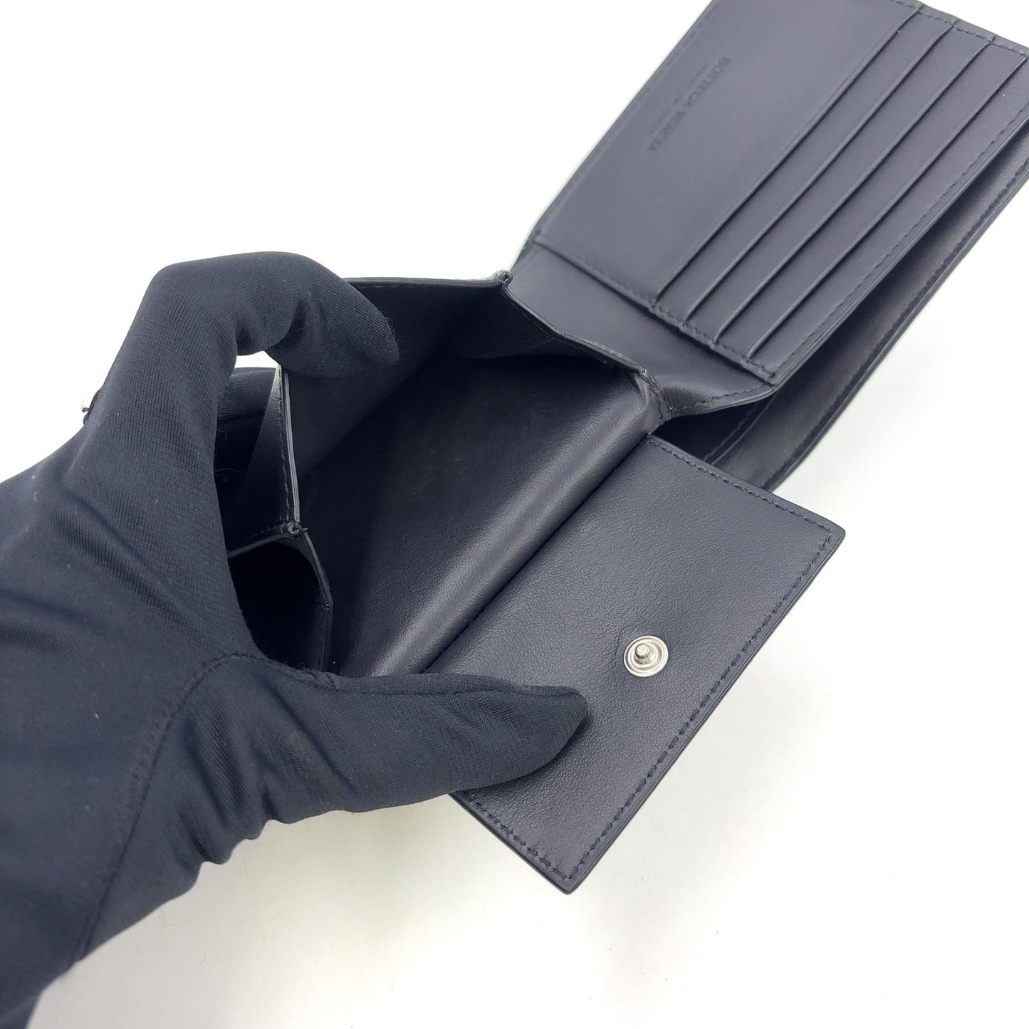 Bottega Veneta Intrecciato Bifold Leather Navy Wallet — view 5