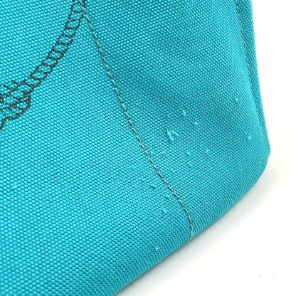 Prada Canapa Canvas Blue Green Tote Gold — view 7