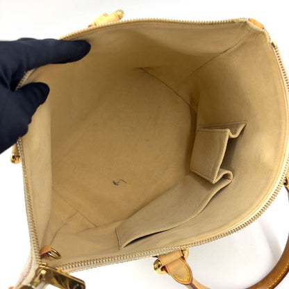 Louis Vuitton Saleya PM Damier Azur Leather White Tote Gold — view 3