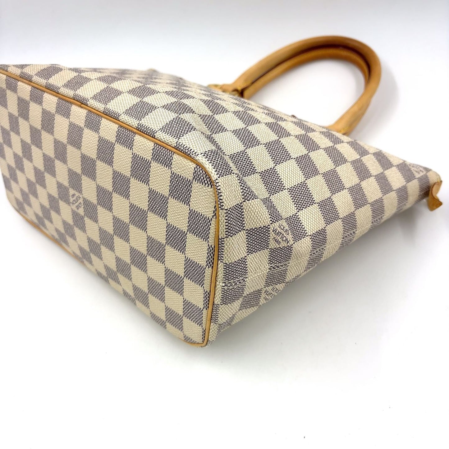 Louis Vuitton Saleya PM Damier Azur Leather White Tote Gold — view 8