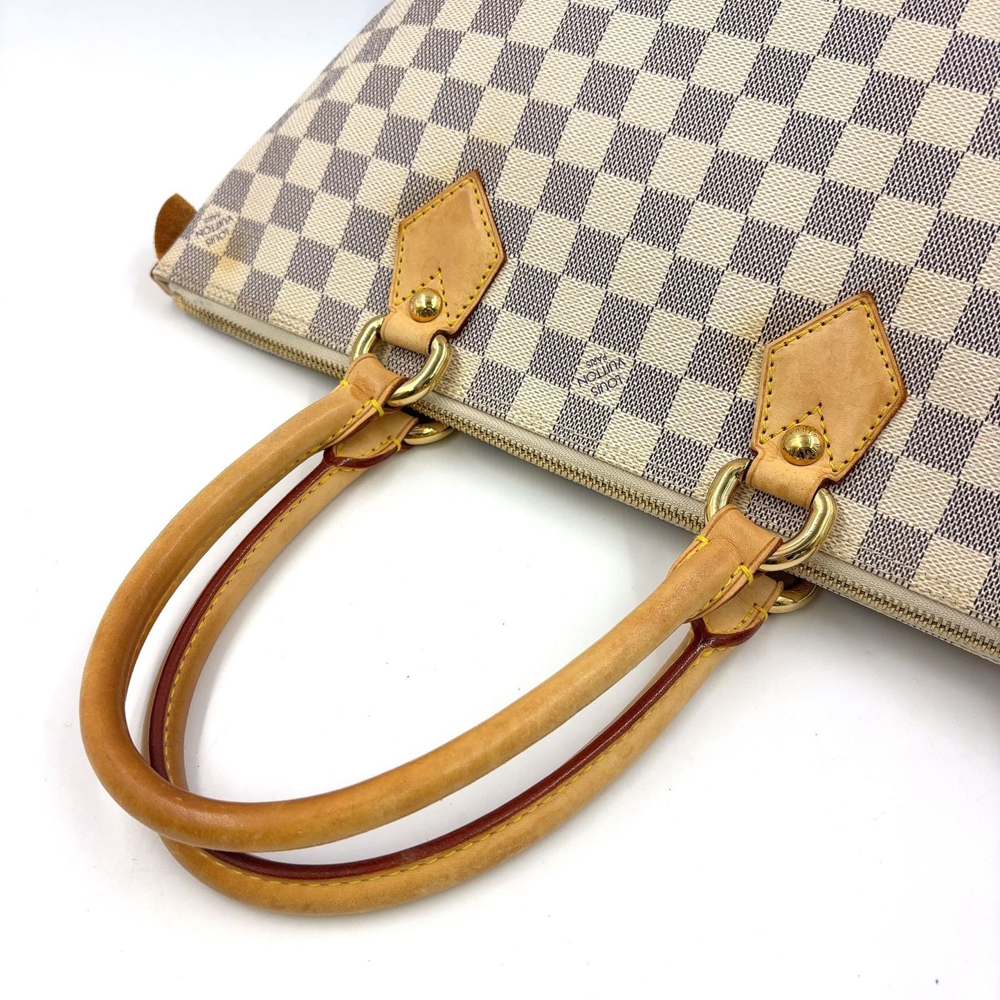 Louis Vuitton Saleya PM Damier Azur Leather White Tote Gold — view 5