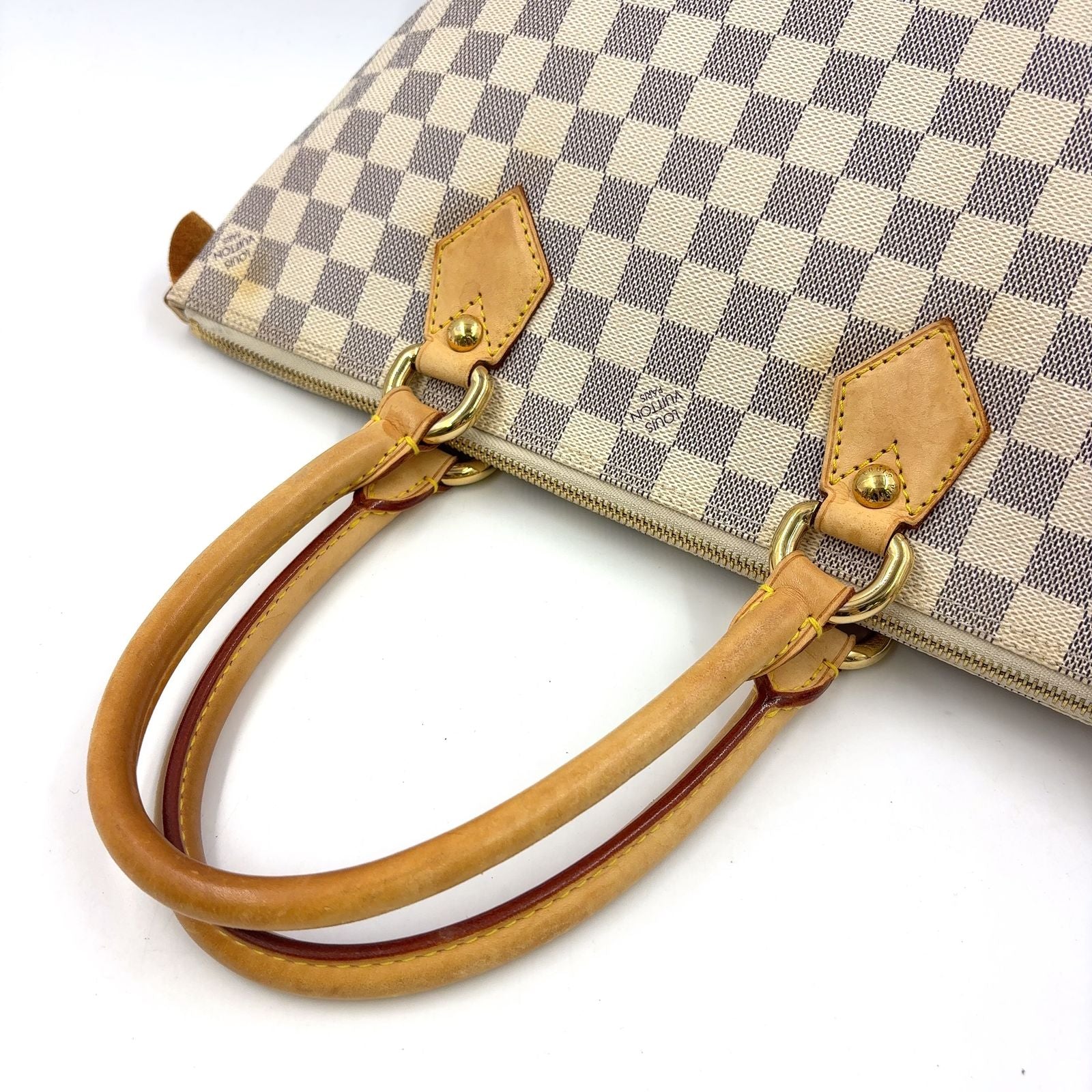 Louis Vuitton Saleya PM Damier Azur Leather White Tote Gold — view 5