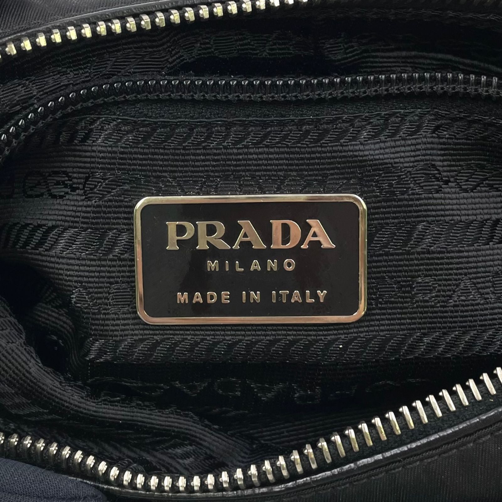 Prada One Handle Nylon Black Handbag Silver — view 4