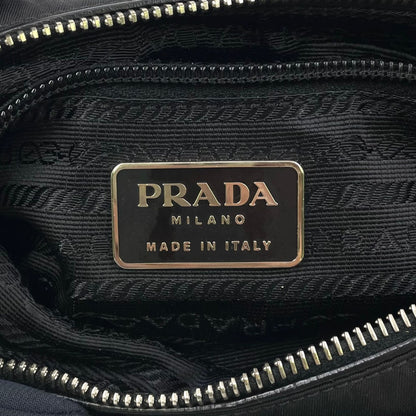Prada One Handle Nylon Black Handbag Silver — view 4