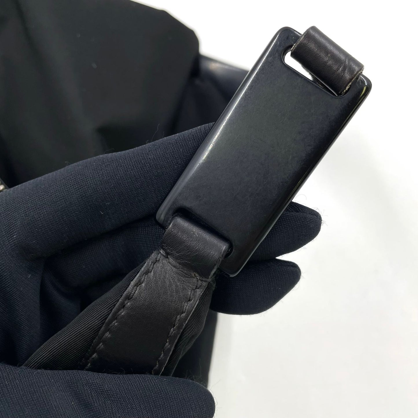Prada One Handle Nylon Black Handbag Silver — view 5