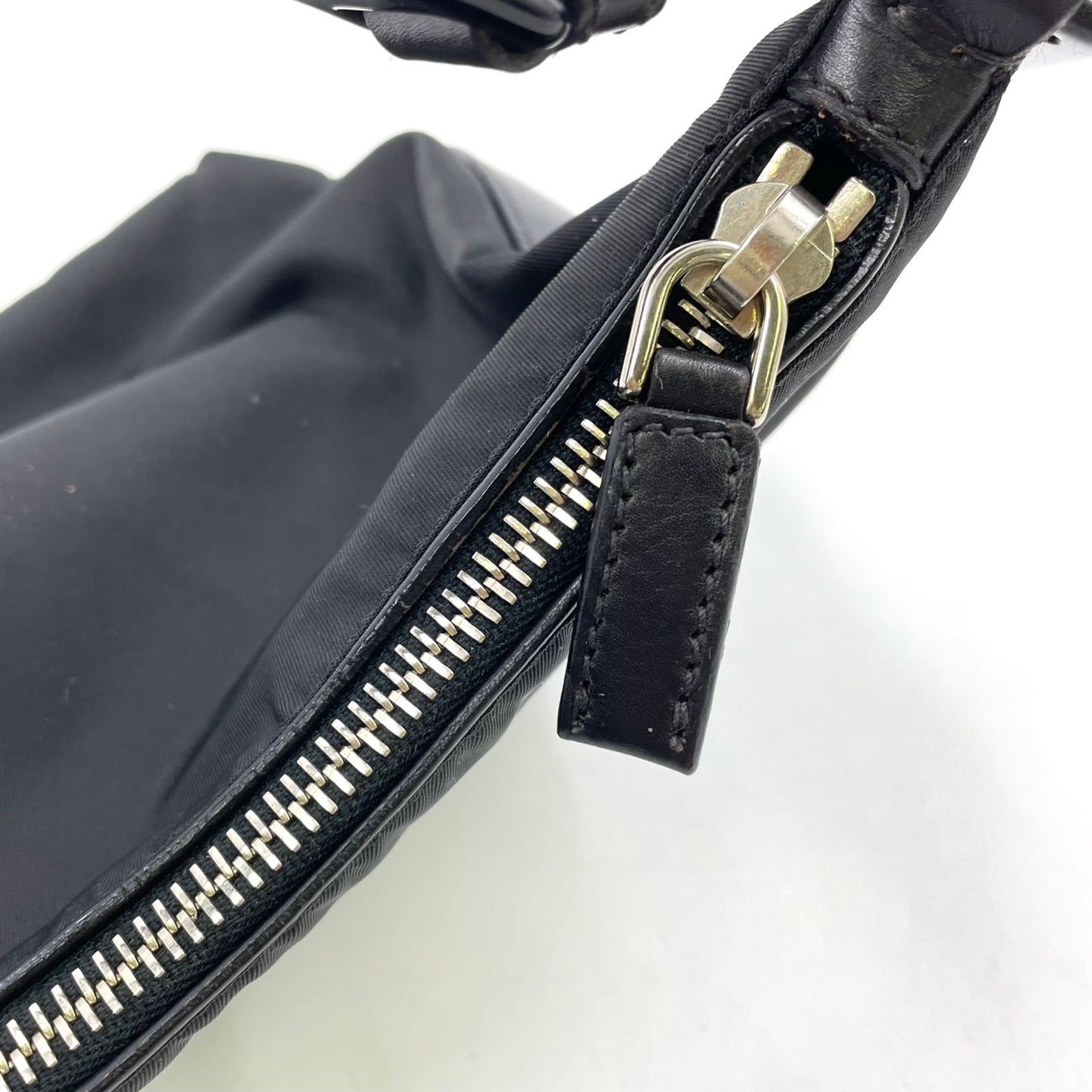 Prada One Handle Nylon Black Handbag Silver — view 8