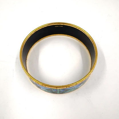 Hermes Enamel Gold Plated Blue Bangle Bracelet — view 3