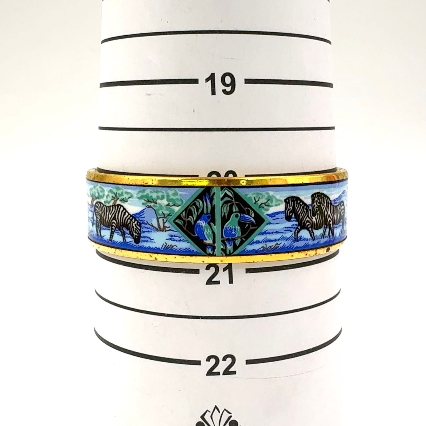Hermes Enamel Gold Plated Blue Bangle Bracelet — view 8