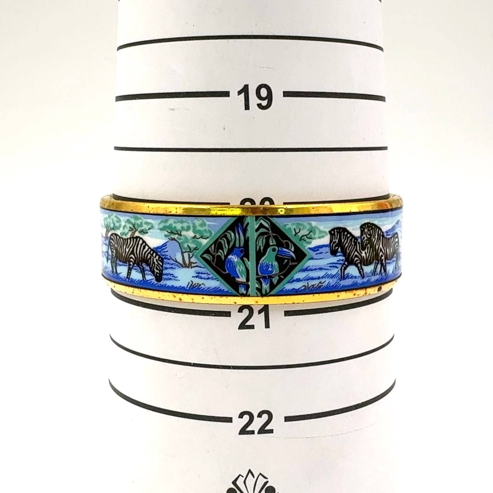 Hermes Enamel Gold Plated Blue Bangle Bracelet — view 8