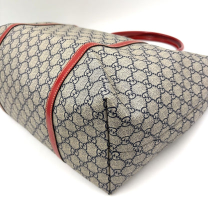 Gucci GG Supreme Enamel Leather Beige Red Tote Gold — view 8