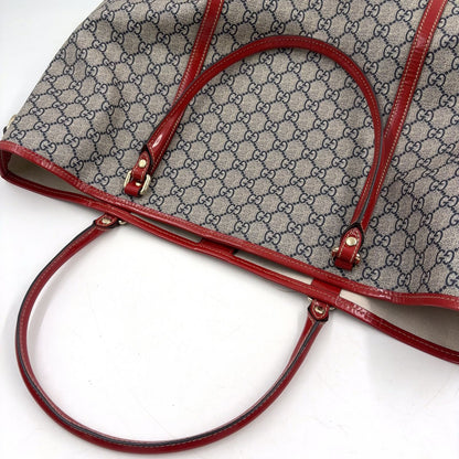 Gucci GG Supreme Enamel Leather Beige Red Tote Gold — view 6