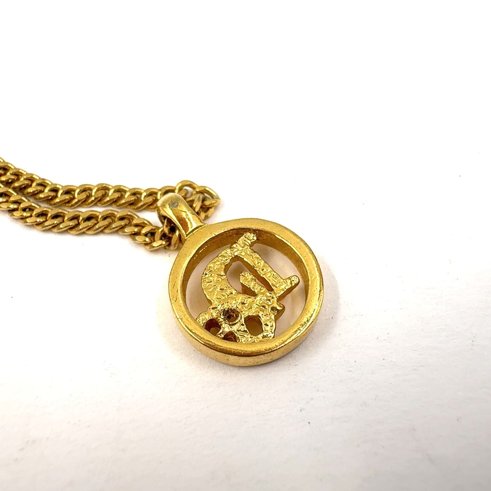 Dior CD Logo Circle Gold Plated Necklace — view 3