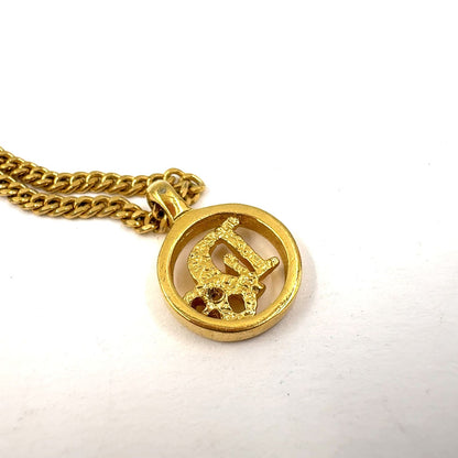 Dior CD Logo Circle Gold Plated Necklace — view 3
