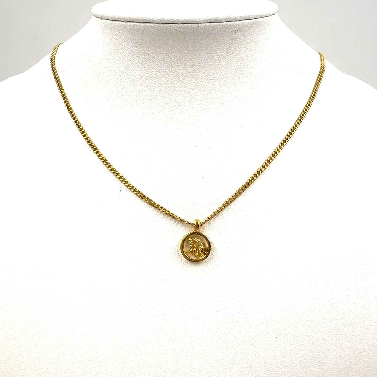 Dior CD Logo Circle Gold Plated Necklace — view 8