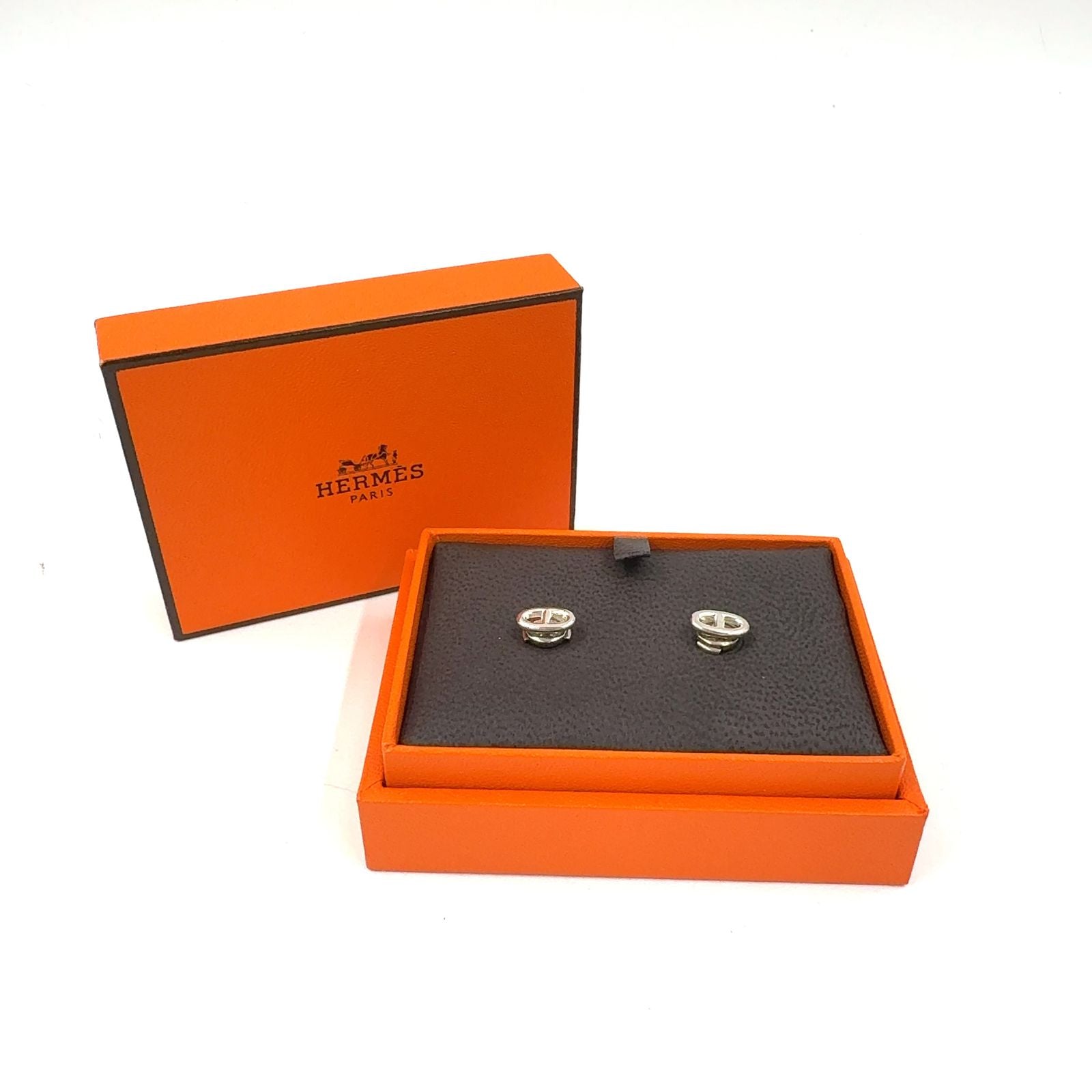 Hermes Chaine D'ancre Motif Silver Earrings — view 8