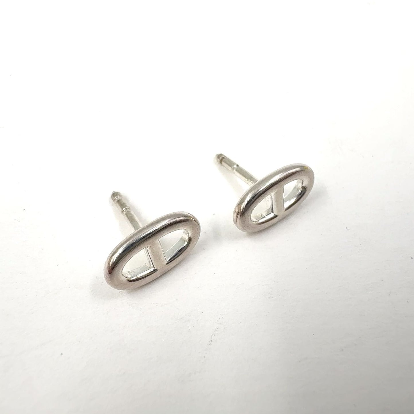 Hermes Chaine D'ancre Motif Silver Earrings — view 6