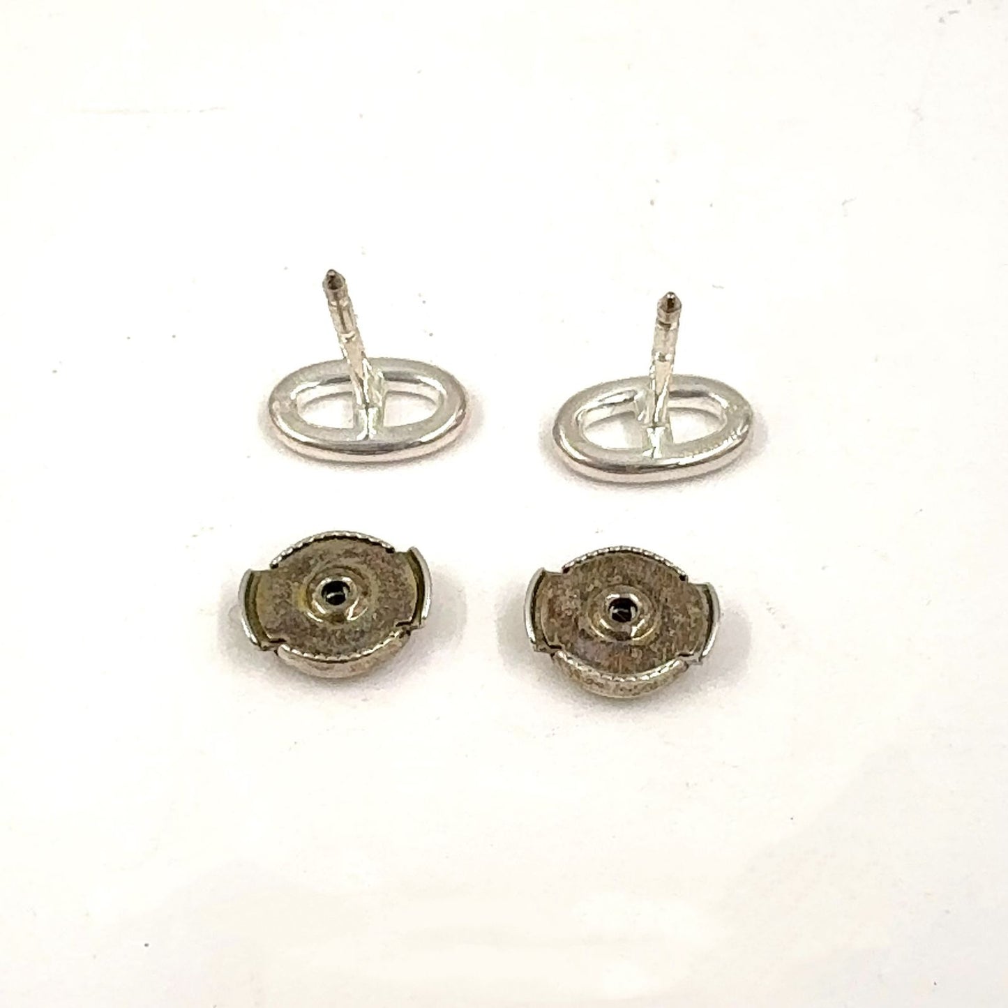 Hermes Chaine D'ancre Motif Silver Earrings — view 4