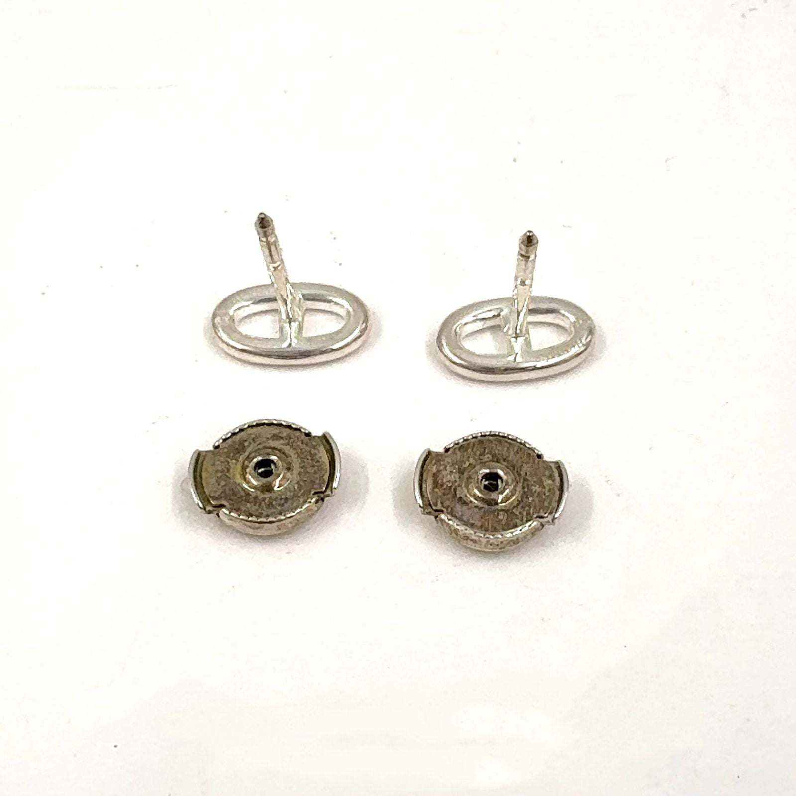 Hermes Chaine D'ancre Motif Silver Earrings — view 4