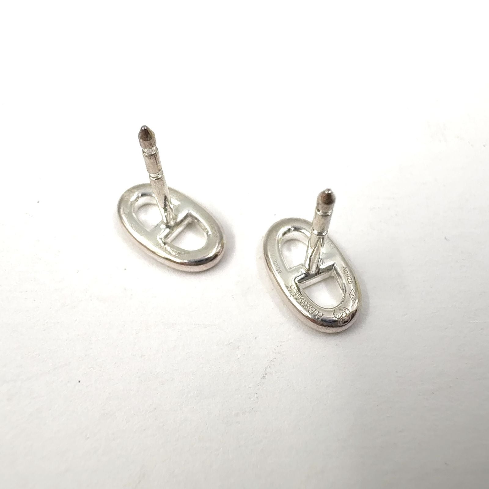 Hermes Chaine D'ancre Motif Silver Earrings — view 7