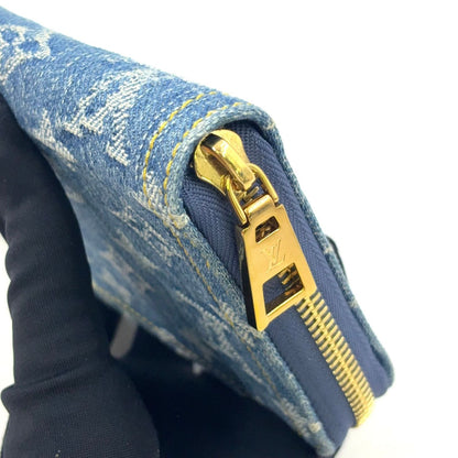 Louis Vuitton Monogram Denim Zippy Wallet Blue Gold — view 9