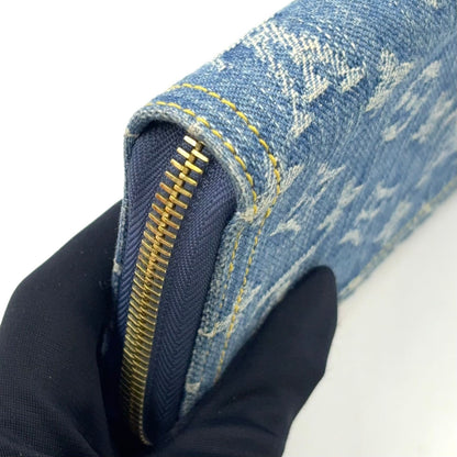 Louis Vuitton Monogram Denim Zippy Wallet Blue Gold — view 8