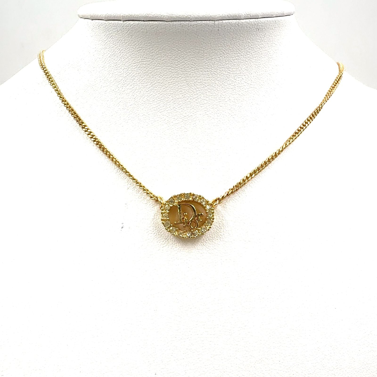 Dior Line Stone Logo Gold Necklace — view 8