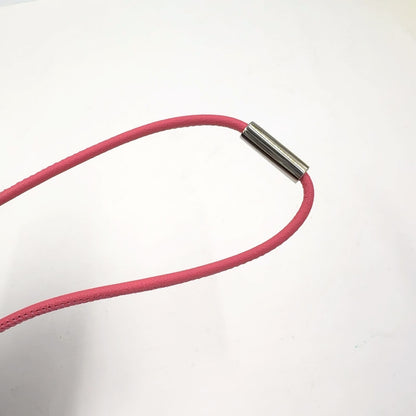 Hermes Buffalo Horn Equip Plastic Pink Black Necklace Silver — view 6