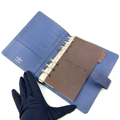 Louis Vuitton Epi Agenda MM 6 Hole Notebook Cover Leather Blue Silver — view 3