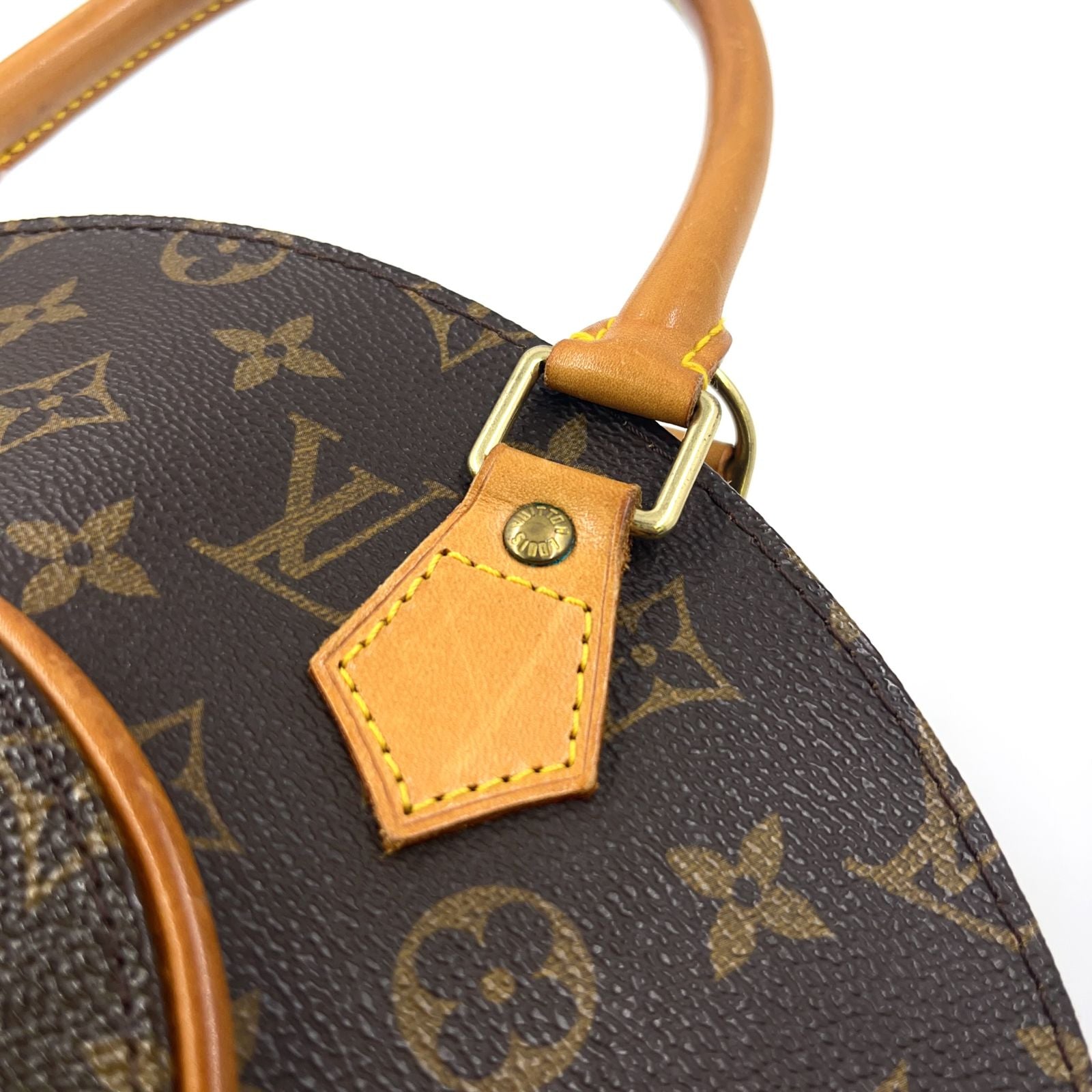 Louis Vuitton Ellipse PM Monogram Leather Brown Handbag Gold — view 7
