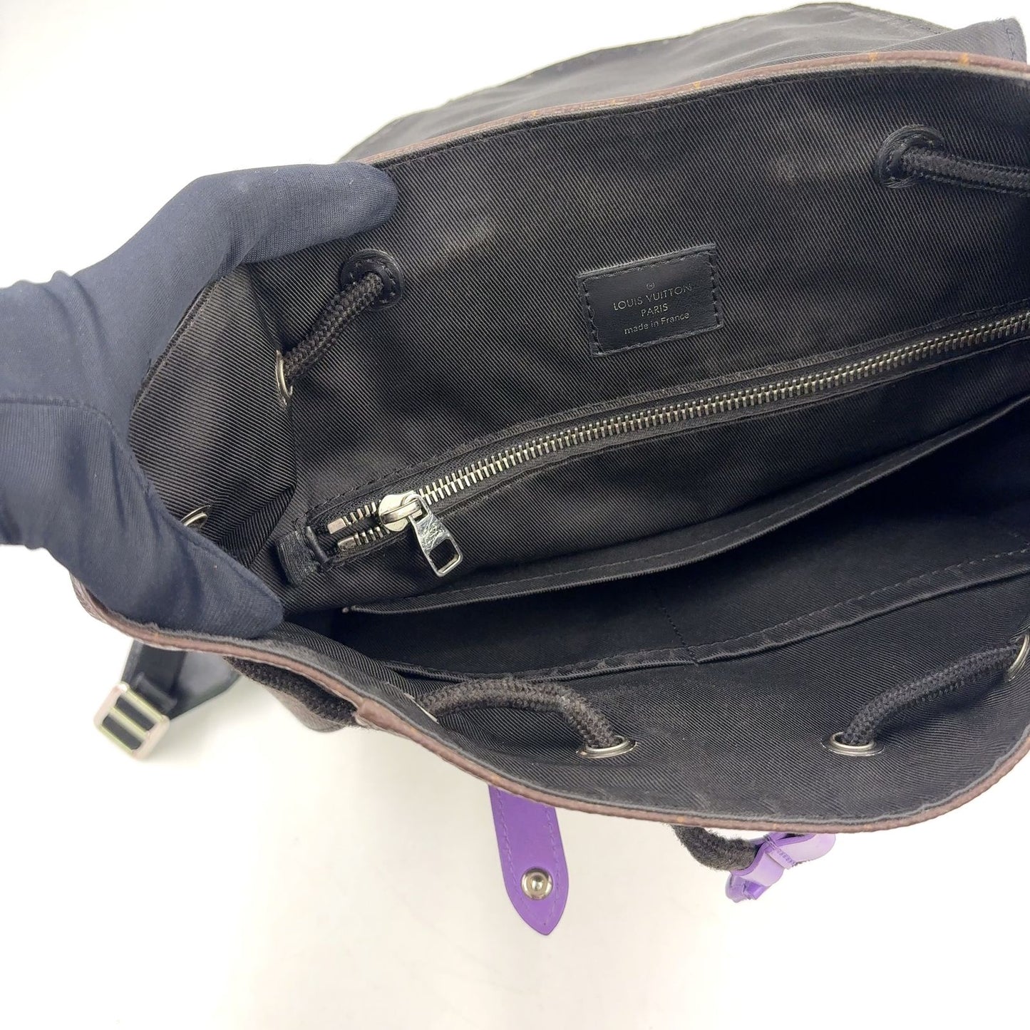 Louis Vuitton Christopher PM Monogram Macassar Leather Purple Brown Black — view 5