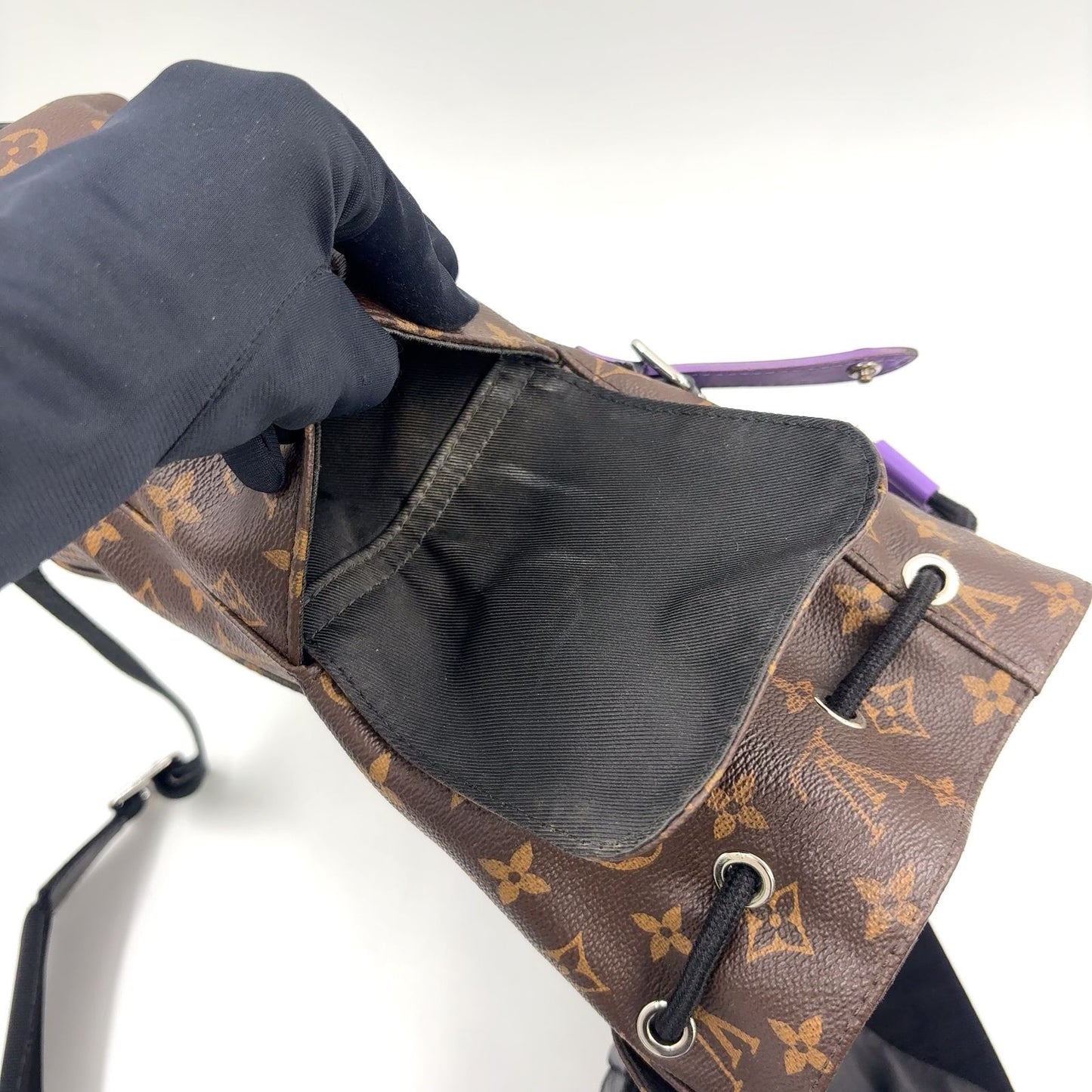 Louis Vuitton Christopher PM Monogram Macassar Leather Purple Brown Black — view 9