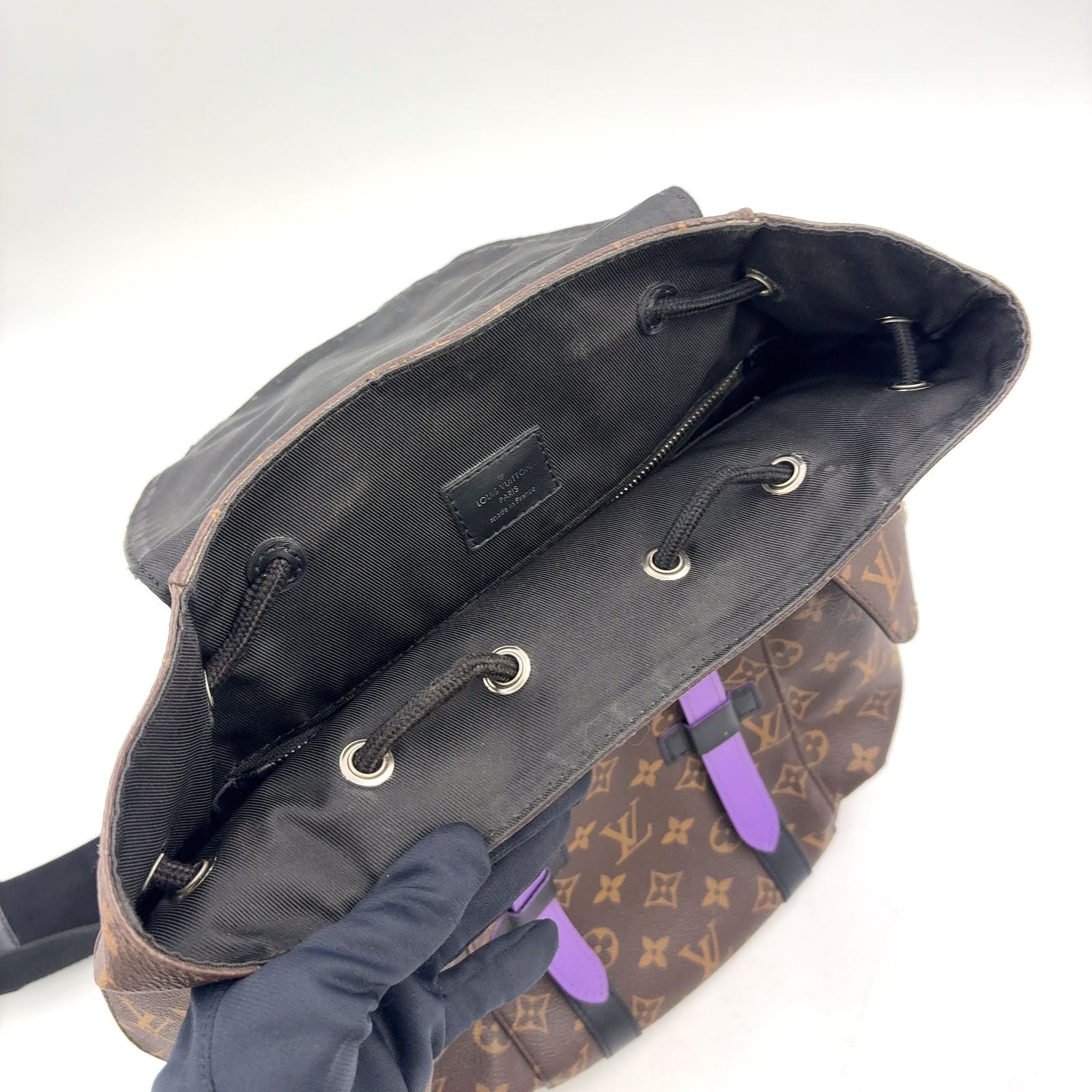 Louis Vuitton Christopher PM Monogram Macassar Leather Purple Brown Black — view 7