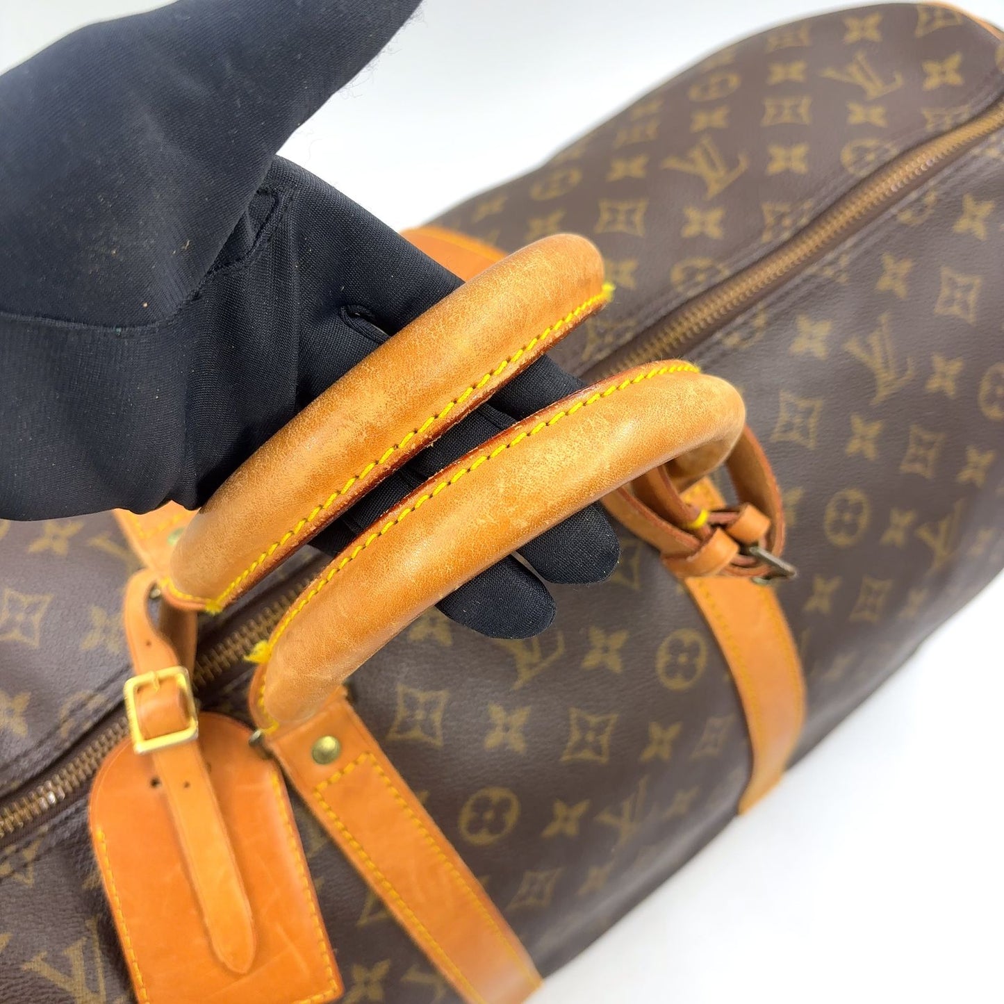 Louis Vuitton Keepall Bandouliere 55 Monogram Leather Brown Boston Bag Gold — view 6