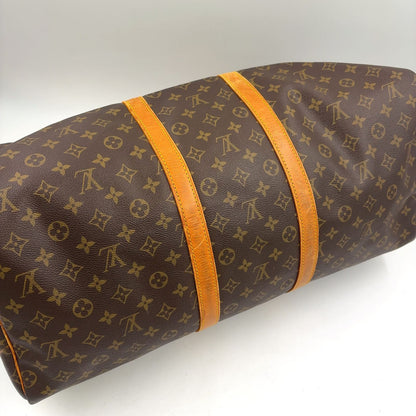 Louis Vuitton Keepall Bandouliere 55 Monogram Leather Brown Boston Bag Gold — view 9