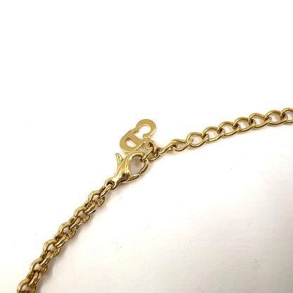 Dior CD Logo Line Stone Gold Plated Necklace — view 4