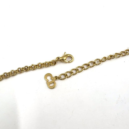 Dior CD Logo Line Stone Gold Plated Necklace — view 5