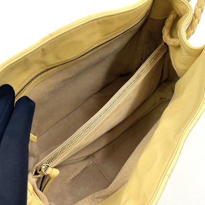 Bottega Veneta Intrecciato Leather Yellow Handbag Gold — view 3