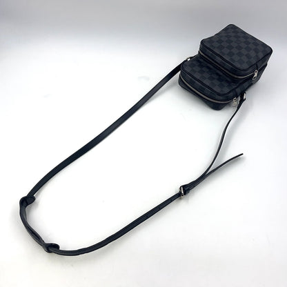 Louis Vuitton Rem Damier Graphite Leather Black Shoulder Bag Silver — view 5
