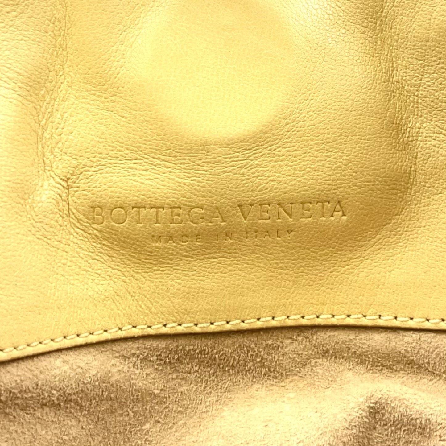 Bottega Veneta Intrecciato Leather Yellow Handbag Gold — view 4