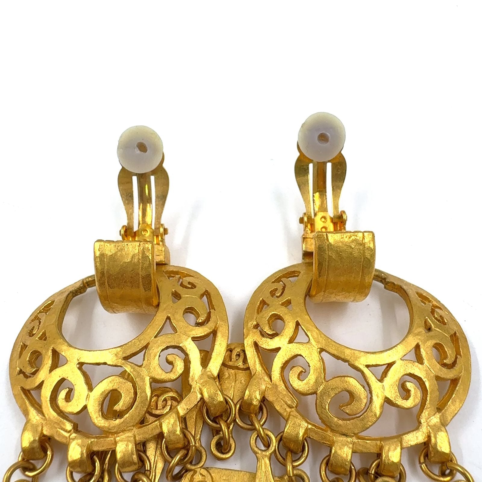 Chanel CC Logo Fringe Gold Plated Earrings — view 7