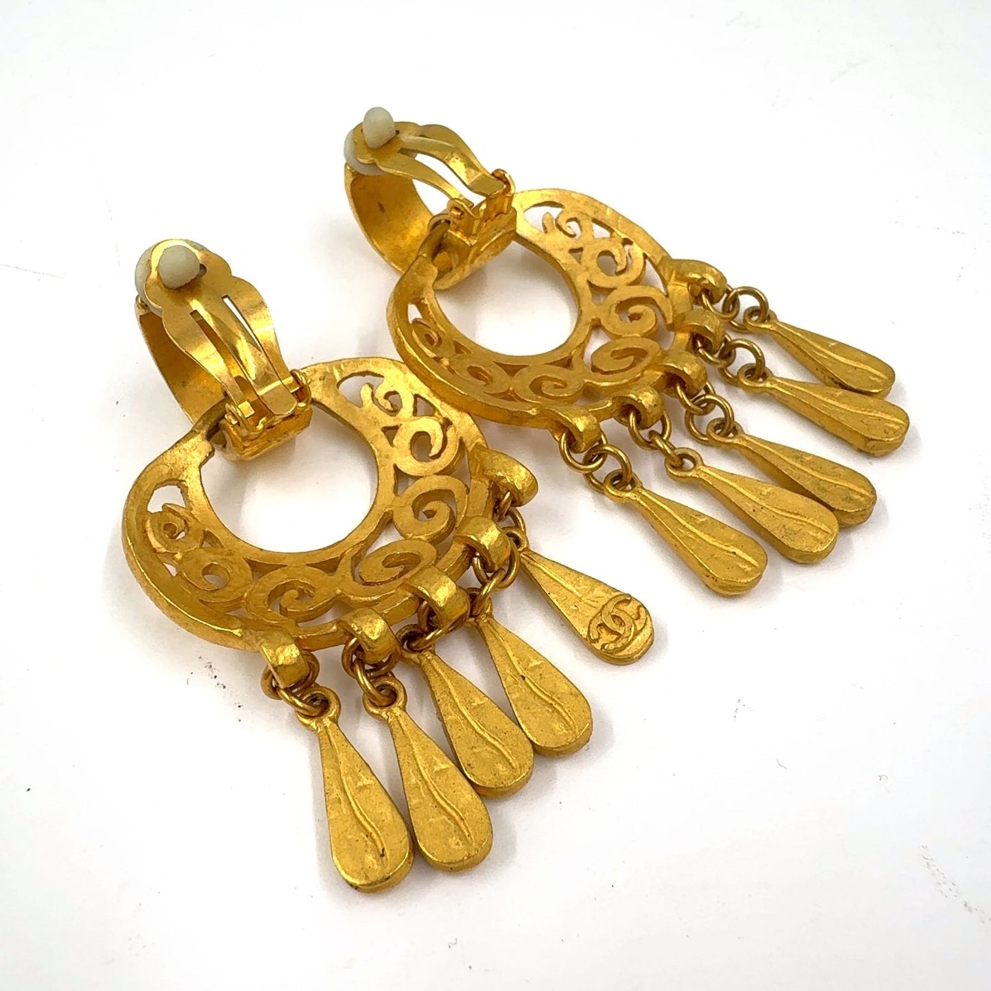 Chanel CC Logo Fringe Gold Plated Earrings — view 5