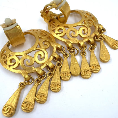 Chanel CC Logo Fringe Gold Plated Earrings — view 6