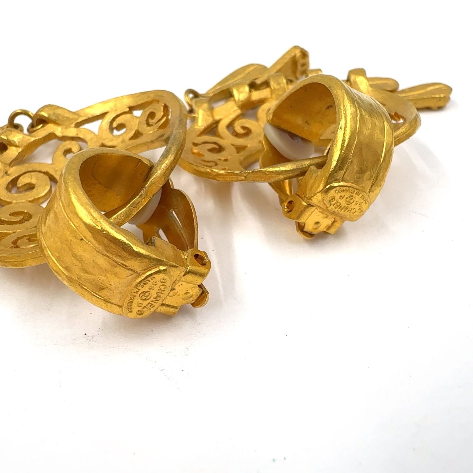 Chanel CC Logo Fringe Gold Plated Earrings — view 3