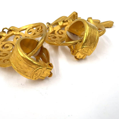 Chanel CC Logo Fringe Gold Plated Earrings — view 3