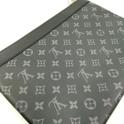 Louis Vuitton Pochette Discovery Monogram Eclipse Leather Black Clutch Silver — view 5