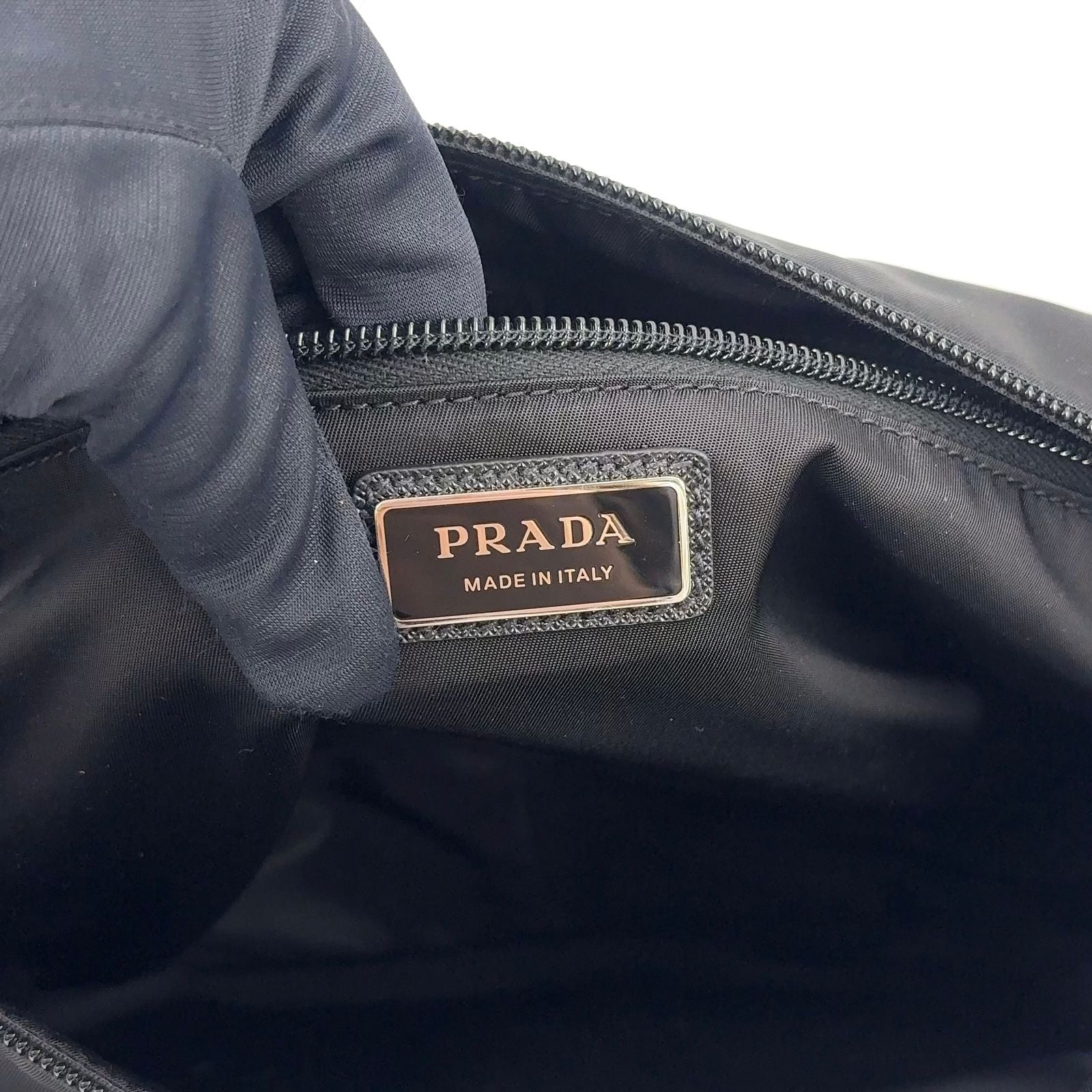 Prada Re-Nylon Saffiano Leather Nylon Black Shoulder Bag Silver — view 4