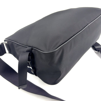 Prada Re-Nylon Saffiano Leather Nylon Black Shoulder Bag Silver — view 9
