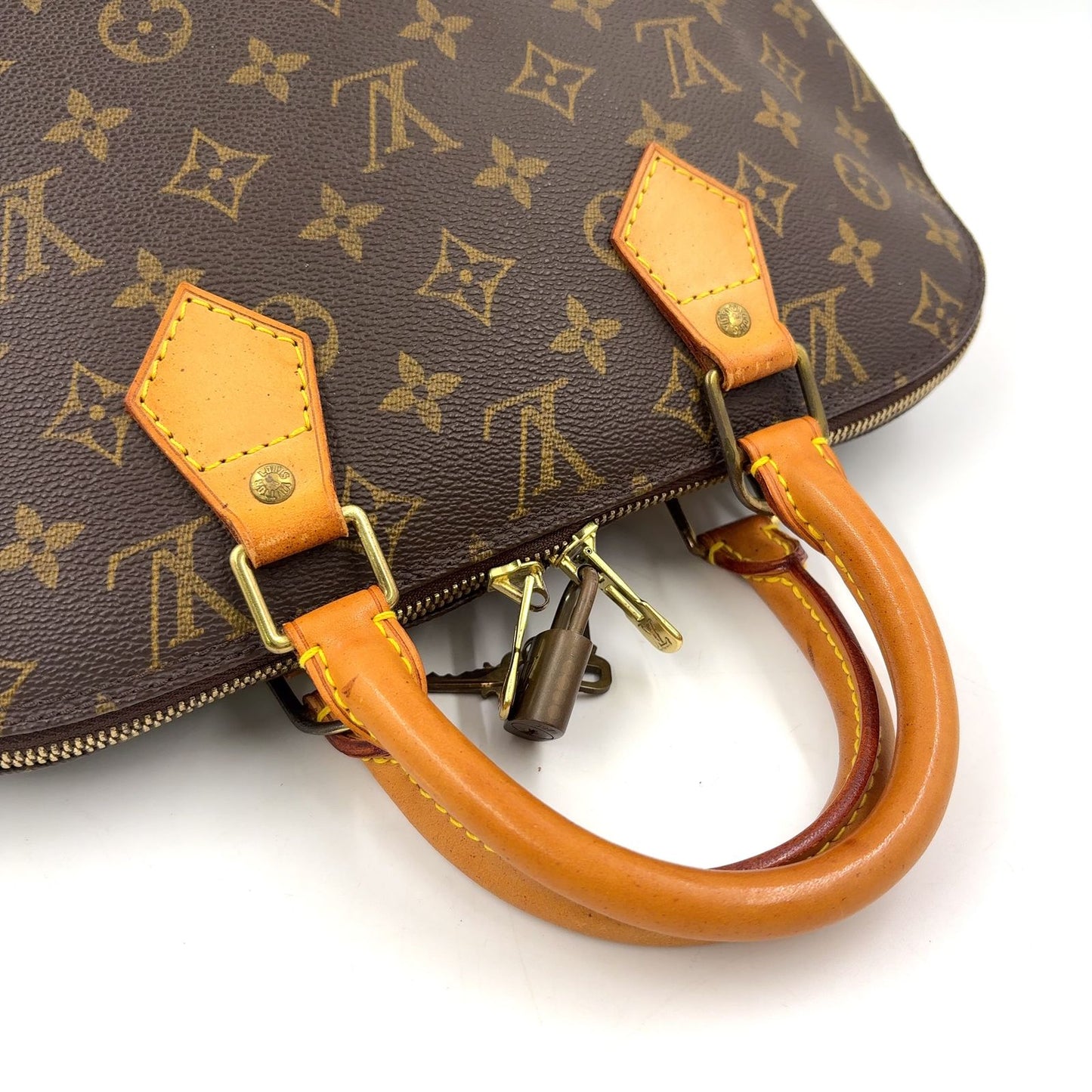 Louis Vuitton Alma PM Monogram Leather Brown Light Handbag Gold — view 5