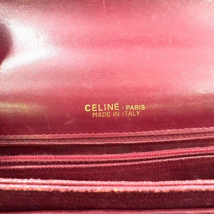 Celine Must Line Leather Bordeaux Shoulder Bag Gold — view 4